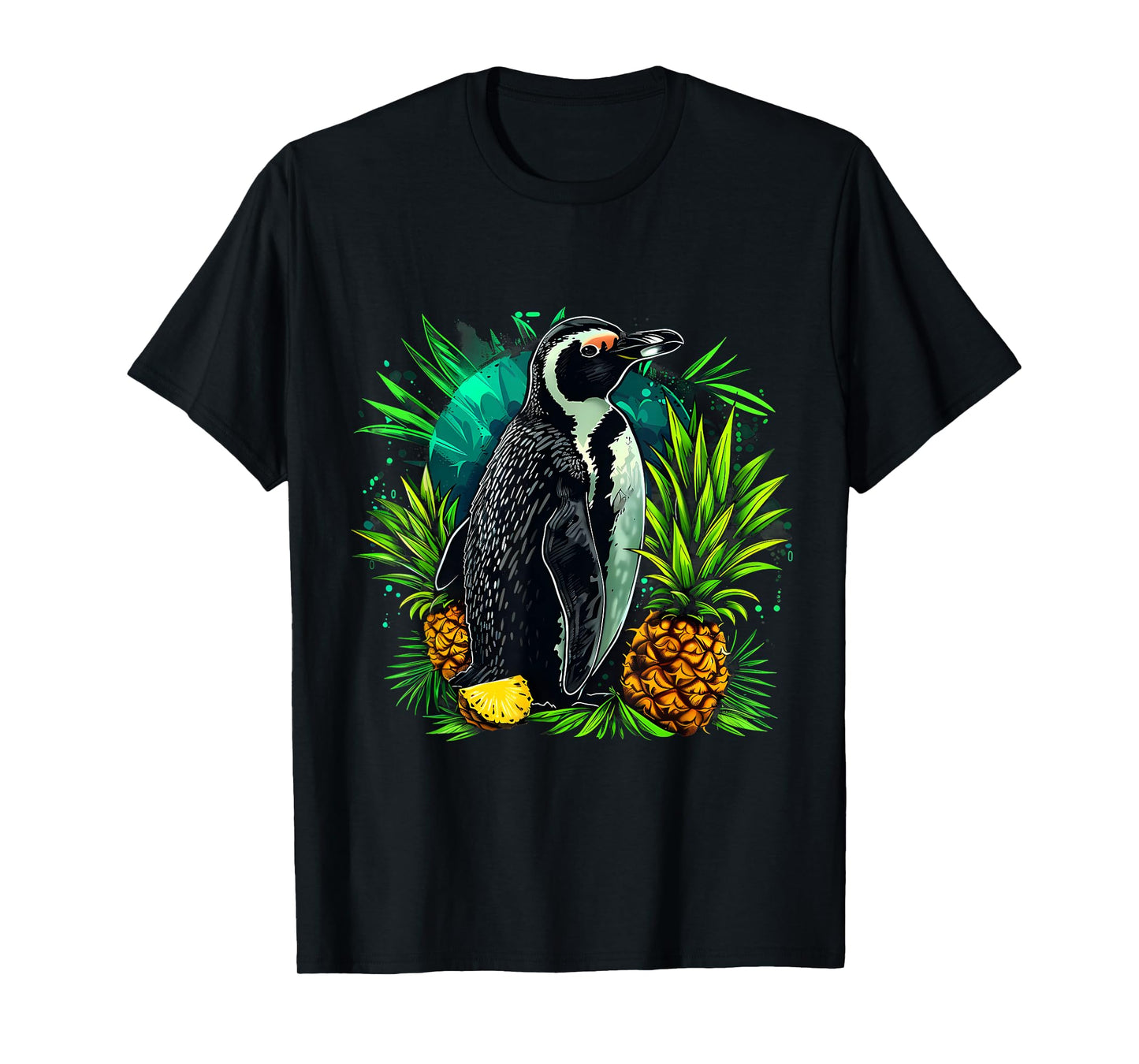 Pineapple Penguin Bird Colourful Artwork Motif Penguin Lover T-Shirt