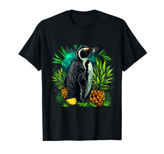 Pineapple Penguin Bird Colourful Artwork Motif Penguin Lover T-Shirt