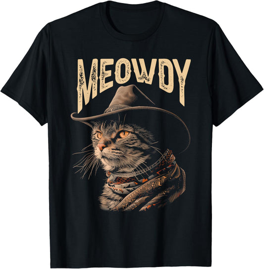 Graphic Meowdy Classic Art Cat Meme Country Music Cowboy Cat T-Shirt