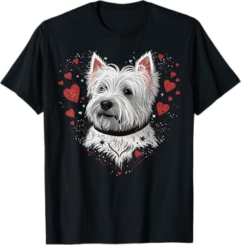 Westie Love Heart on West Highland White Terrier Lover T-Shirt