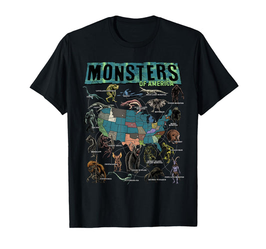 Cryptid Monsters of America Folklore Creature Cryptozoology T-Shirt