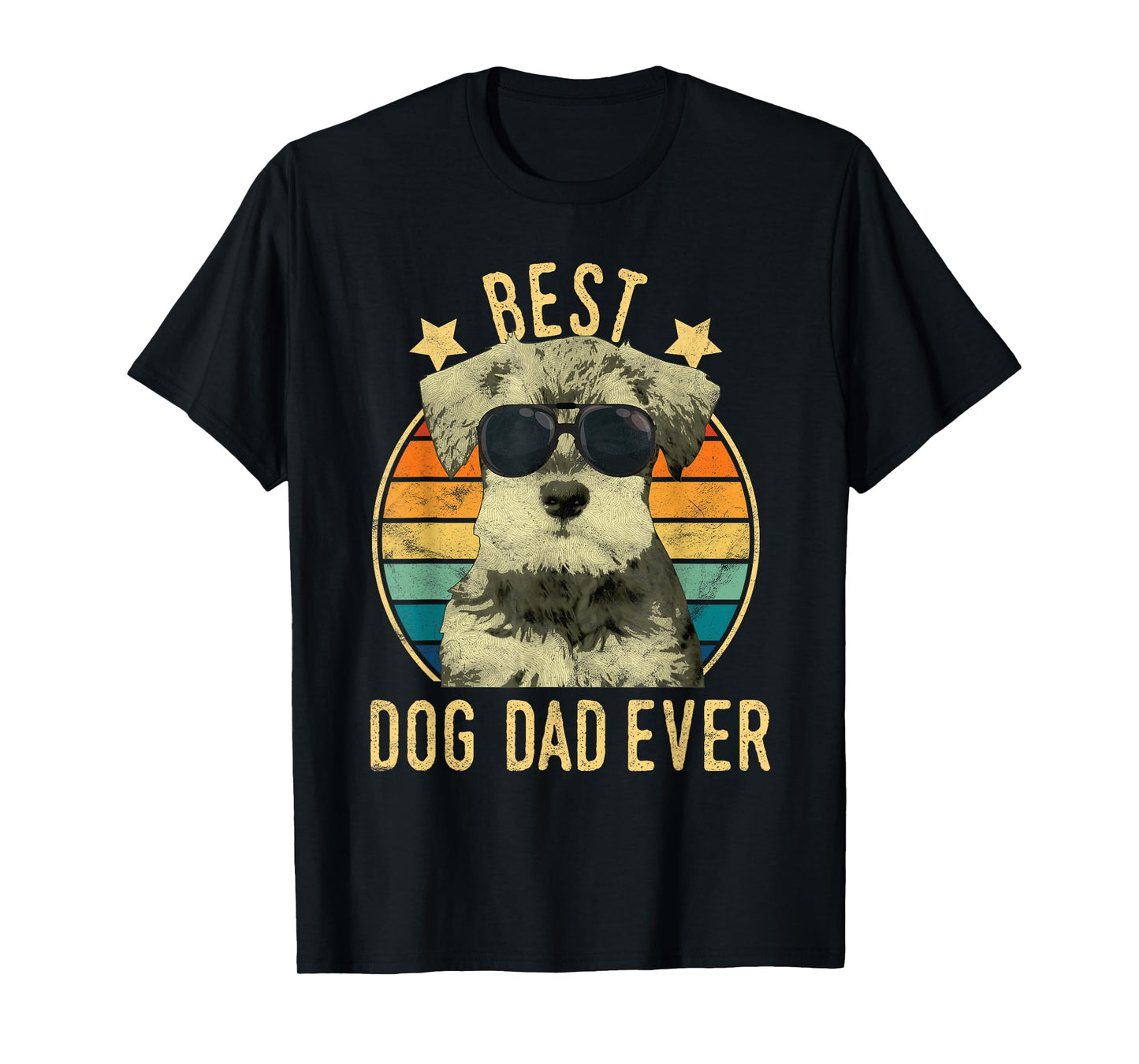 Best Dog Dad Ever Miniature Schnauzer Father's Day Gift T-Shirt for Men