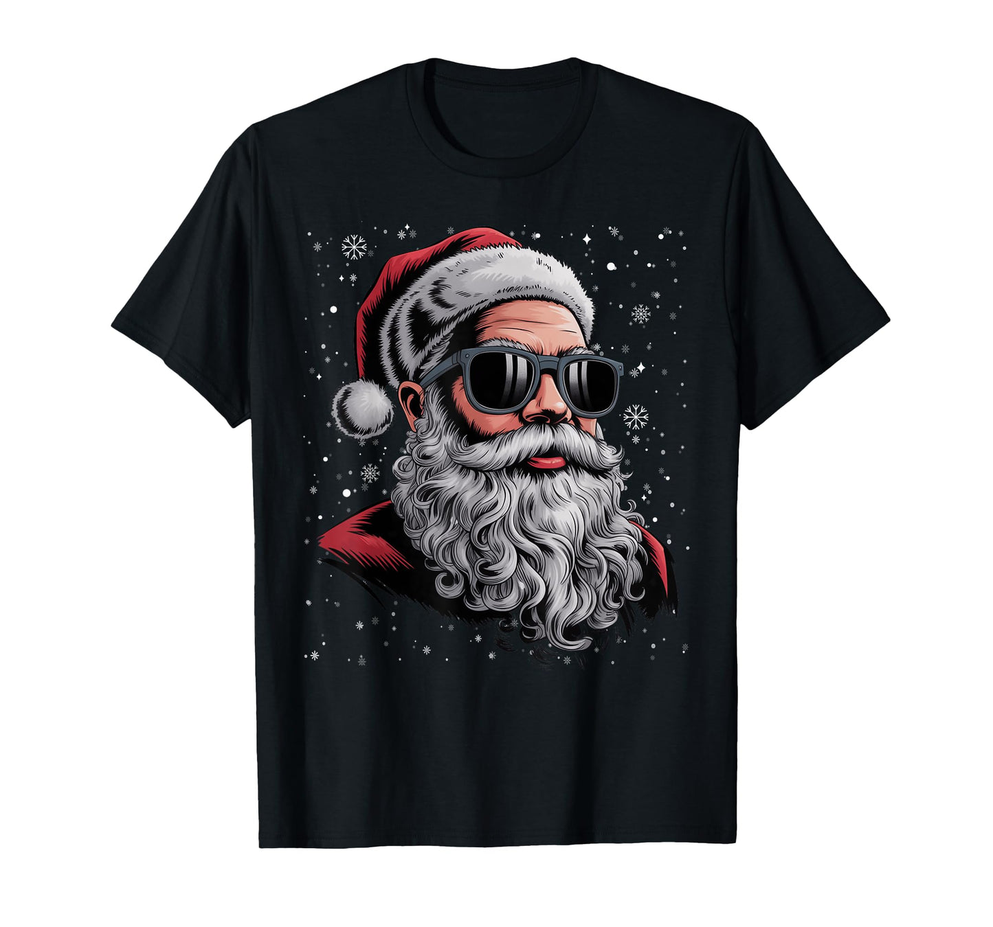 Cool Santa Face Beard & Glasses Christmas Funny Men Boys T-Shirt