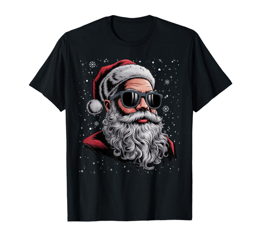Cool Santa Face Beard & Glasses Christmas Funny Men Boys T-Shirt