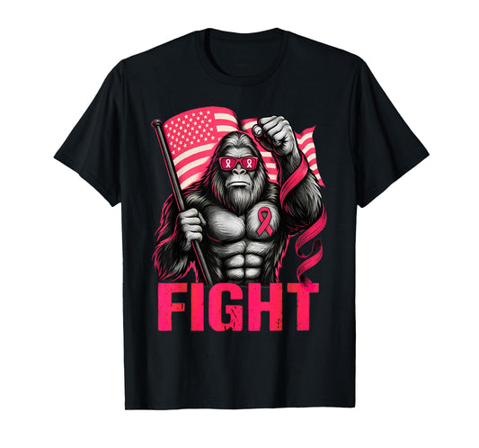 Bigfoot Pink Ribbon Fight Breast Cancer Awareness T-Shirt