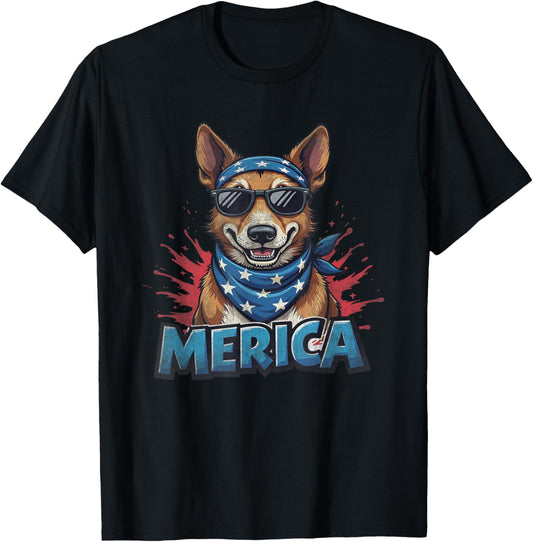 Vintage Blue Heeler 4th of July Merica T-Shirt
