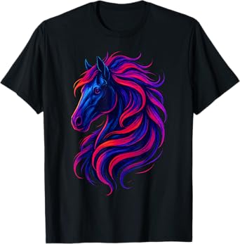 Colorful Artistic Horse Head Graphic for Horse Lovers T-Shirt