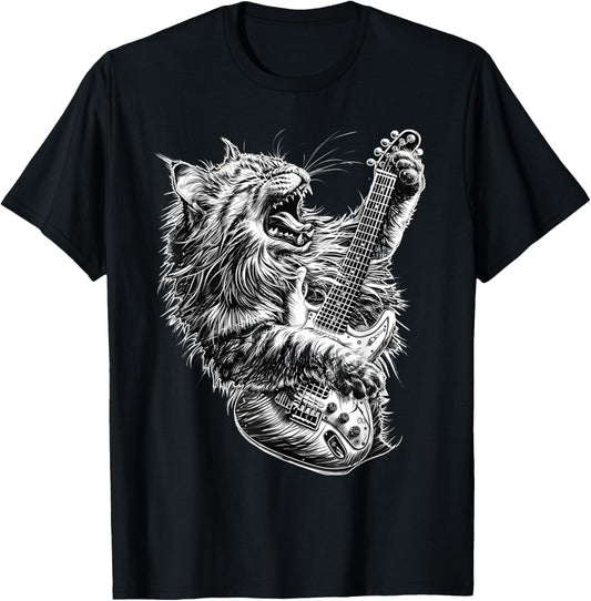 Music cat jamming with a passion for guitar and rock T-Shirt