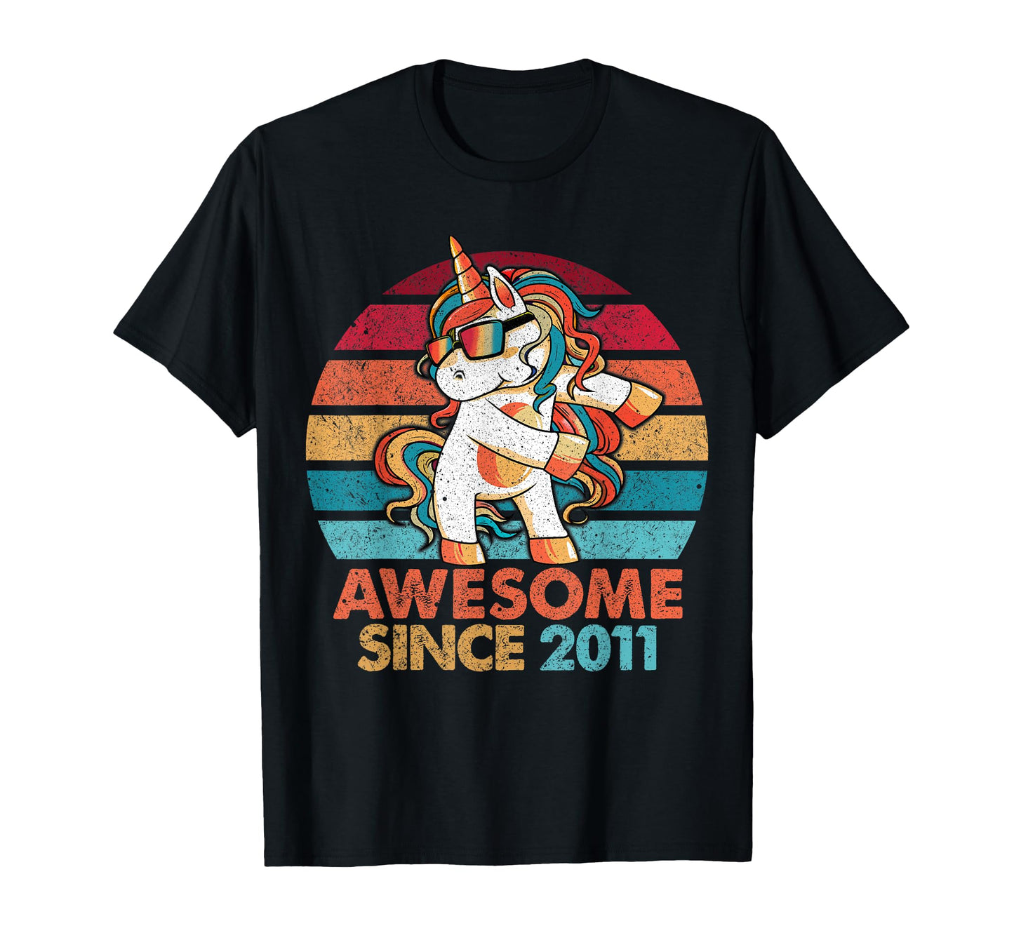 11th Birthday T-Shirt Awesome Since 2011 Unicorn Flossing T-Shirt