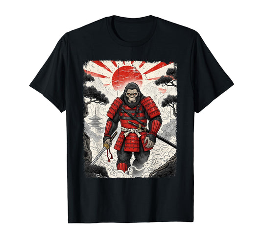 Samurai Bigfoot Japanese Vintage Graphic Sasquatch Funny T-Shirt