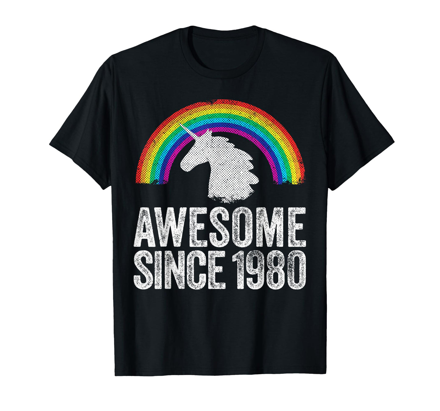 1980 43rd Birthday Gift Unicorn Rainbow 43 Years Old Women T-Shirt