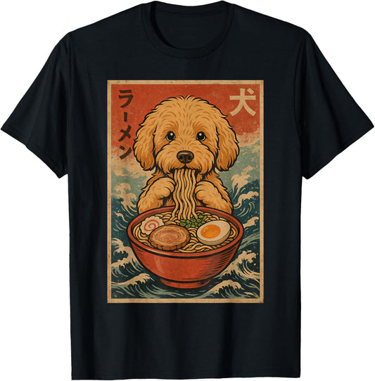 Goldendoodle Eating Ramen Kawaii Anime Dog Lover T-Shirt