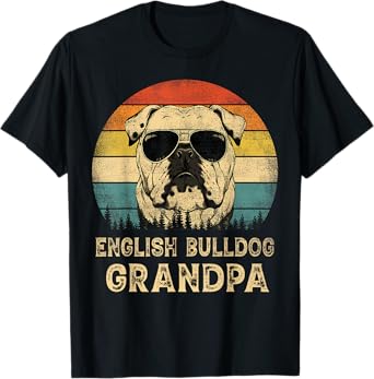 Vintage English Bulldog Grandpa Dog Lovers Father's Day T-Shirt