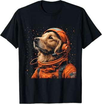 Funny Golden Retriever Lovers Dog Astronaut In The Space T-Shirt
