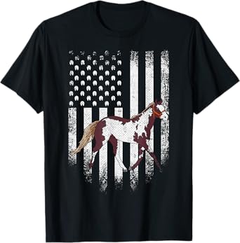 Vintage USA American Flag American Paint Horse Riding Funny T-Shirt for Women Kids Men