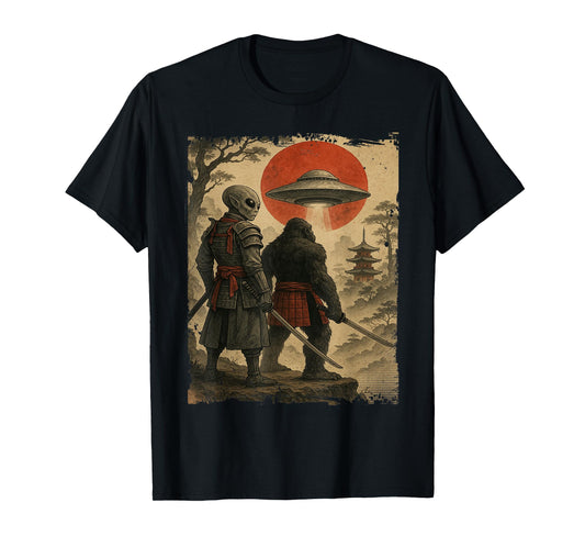 Bigfoot Ninja Alien Vintage Japanese Samurai Ukiyo-e Bigfoot T-Shirt