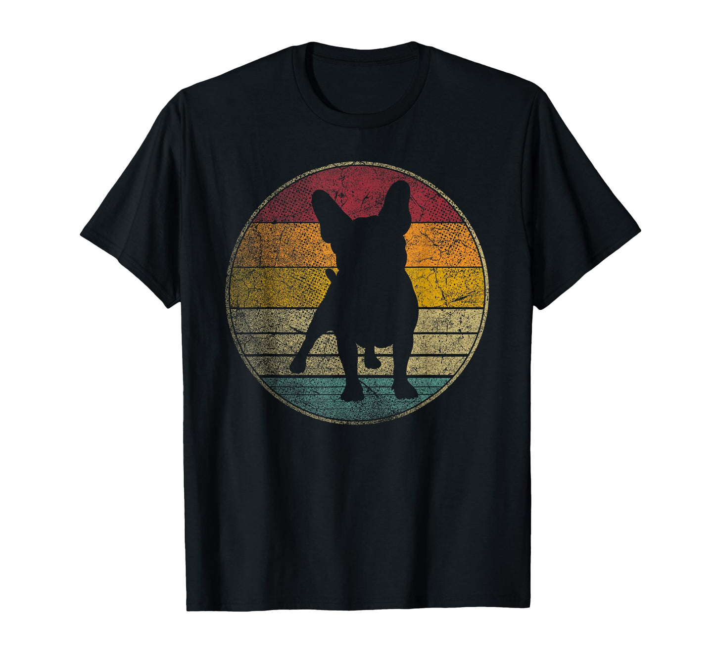 French Bulldog Dog Vintage Distressed Retro Silhouette 70s T-Shirt for Men Women Kids