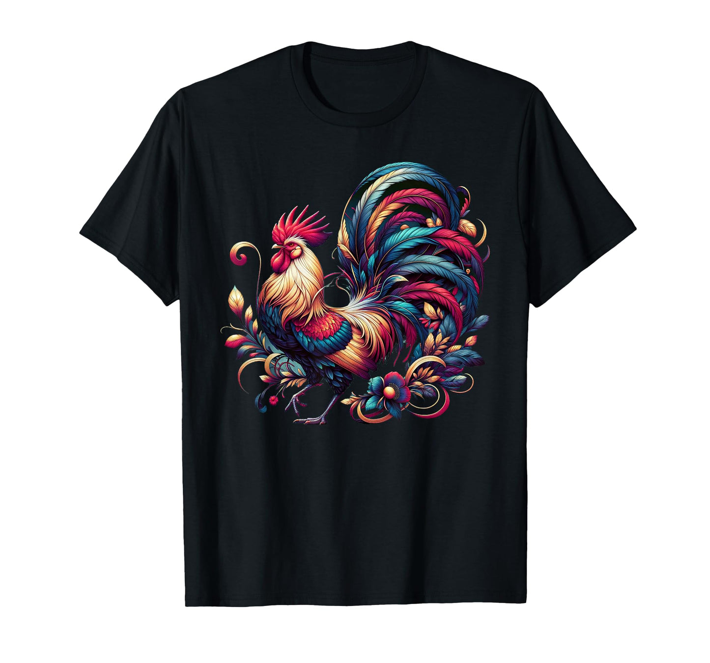 Colorful Rooster Chicken Art T-Shirt