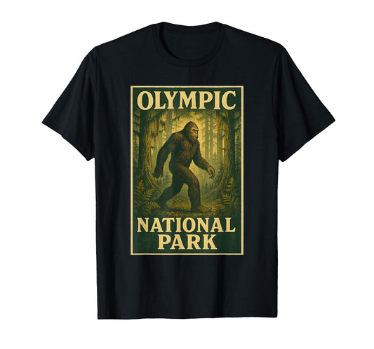 Bigfoot at Olympic National Park Vintage Style Graphic T-Shirt