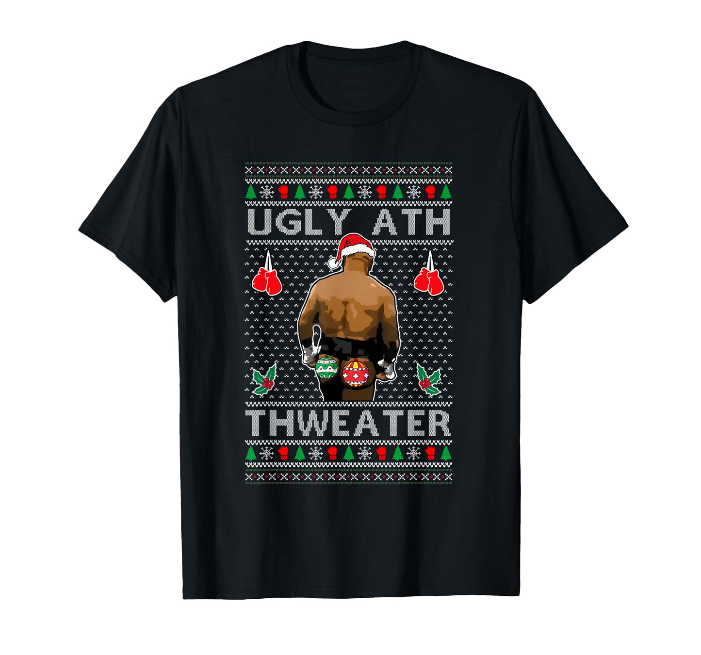 Funny Santa Boxing Ugly Ath Sweater Merry Christmas T-Shirt