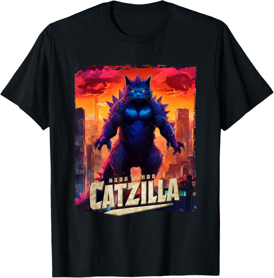 Funny Cat Kaiju Japanese Monster Vintage Catzilla T-Shirt