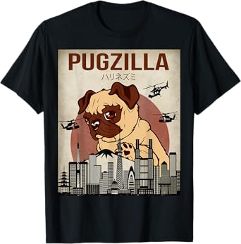Funny Cute Pet Pajama Pug Dog Outfit Pugzilla Tee T-Shirt