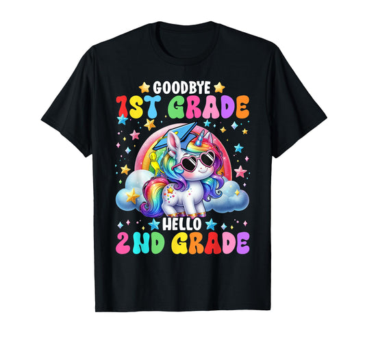 Cute Unicorn Goodbye 1st Grade Hello 2nd Grade Girls Kids T-Shirt