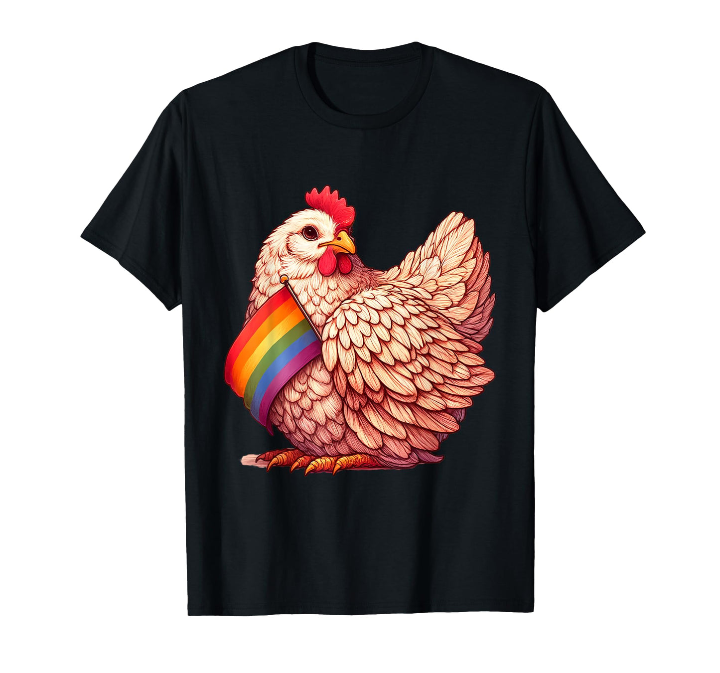 Gay Chicken LGBTQ Rainbow Flag Pride Farm Animal T-Shirt