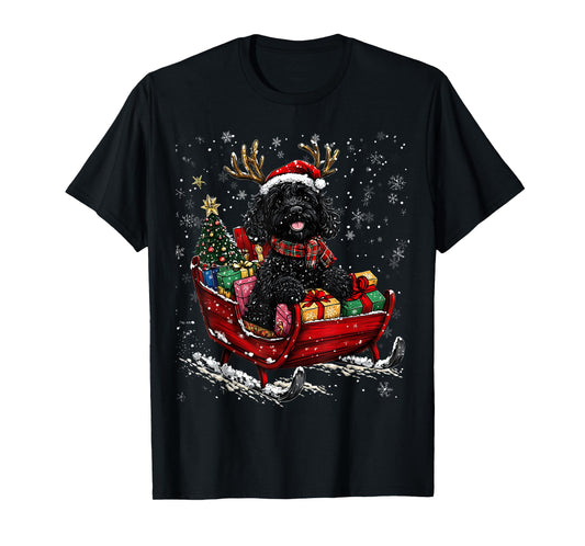 Santa Goldendoodle reindeer Light Christmas T-Shirt