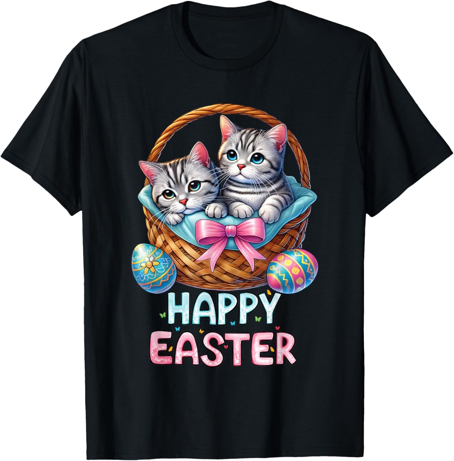 Happy Easter Day Cute cat Lovers Easter Bunny Women Kids T-Shirt