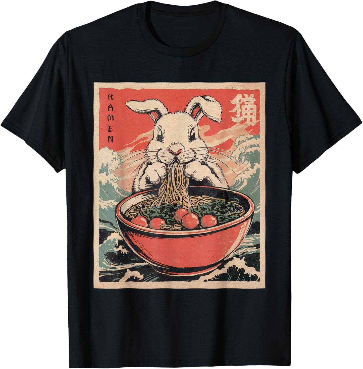 Ramen Anime Tee Funny Kawaii Bunny Rabbit Japanese Graphic T-Shirt