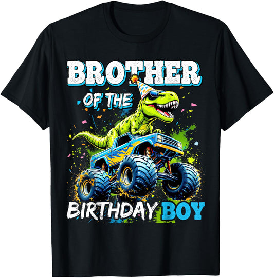 Brother of the Birthday Boy Monster Truck Dinosaur Party T-Shirt