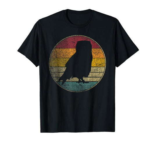 Owl Bird Vintage Distressed Retro Silhouette 70's 80's T-Shirt