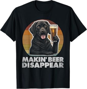 Labrador Retriever Dog Vintage Funny Beer Drinking Retro Men Women T-Shirt