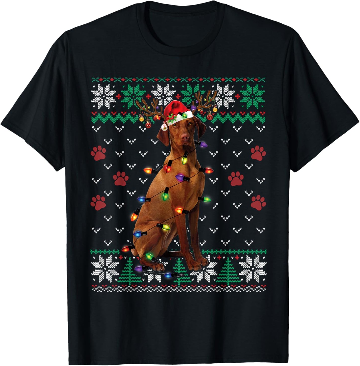 Vizsla Christmas Santa Ugly Sweater Dog Lover Xmas T-Shirt