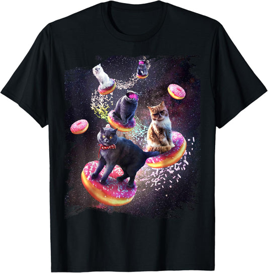 Galaxy Cat Donut - Space Cats Riding Doughnuts T-Shirt
