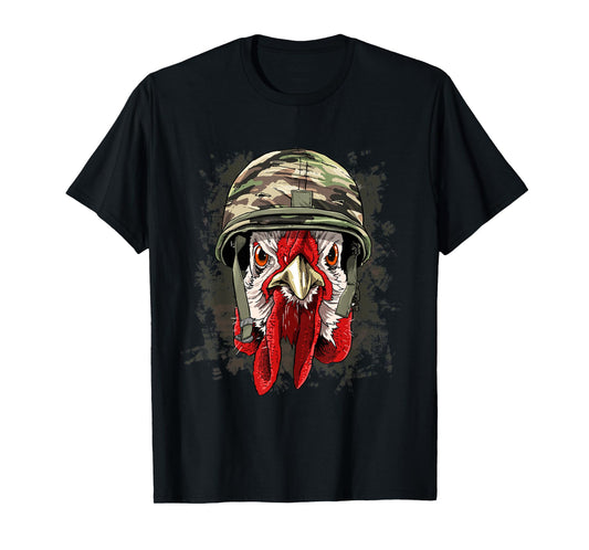 Chicken Soldier Veteran Army Chicken Farm Animal Lover T-Shirt