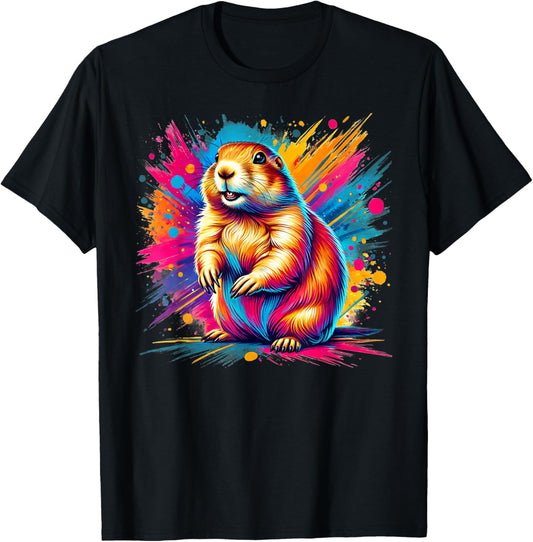 Cool Prairie Dog On Colorful Painted Prairie Dog T-Shirt