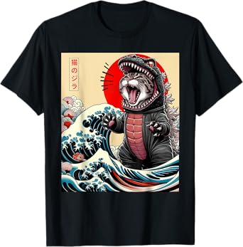 Catzilla Cat Japanese Art Funny Cat For Men Women Kid T-Shirt