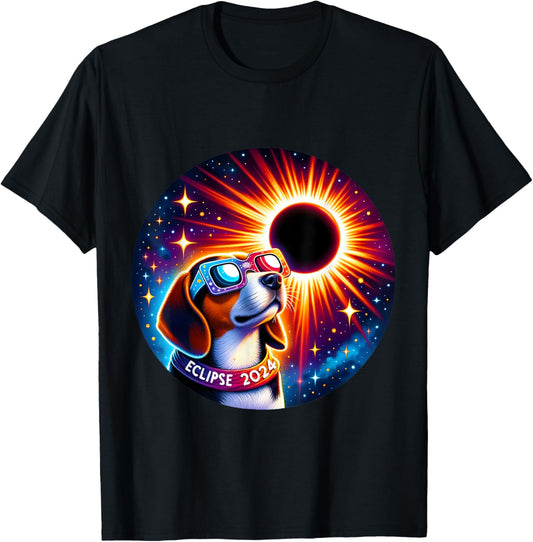 April 2024 Solar Eclipse Dog Wearing Solar Eclipse Glasses T-Shirt