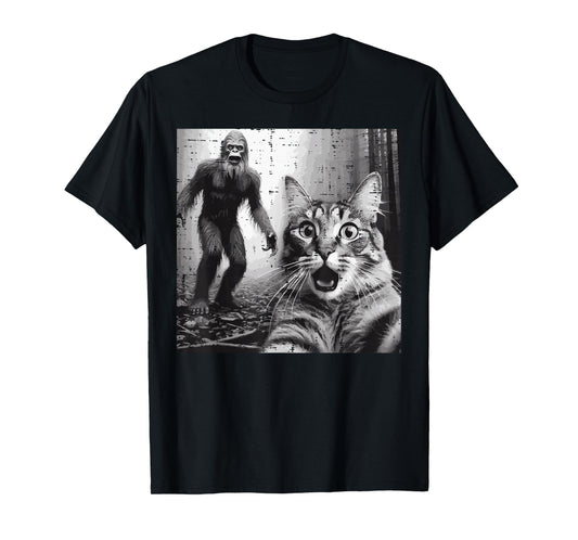 Bigfoot Sasquatch Cat Selfie Funny Saying Men Women Kids T-Shirt