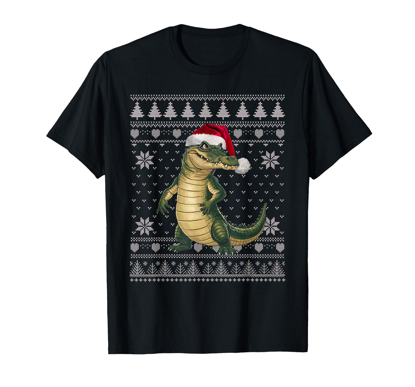 Funny Crocodile Ugly Christmas Sweater Santa Xmas PJs T-Shirt