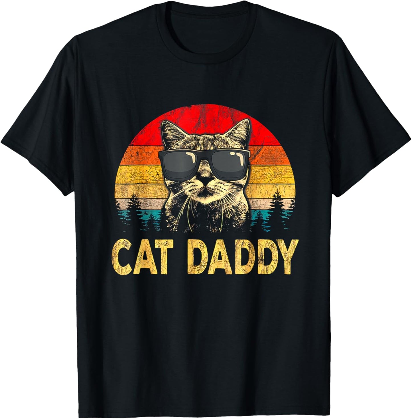 Mens Vintage Cat Daddy Funny Cat Lover Gift Cat Dad Fathers T-Shirt