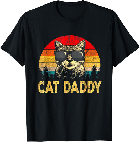 Mens Vintage Cat Daddy Funny Cat Lover Gift Cat Dad Fathers T-Shirt