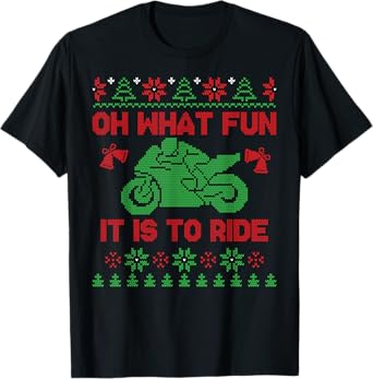 Oh What Fun It Is To Ride Xmas Ugly Motocross Christmas T-Shirt