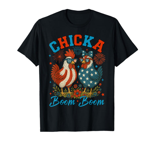 Chicka Boom Boom Funny Patriotic Chicken 4th of July USA Men T-Shirt