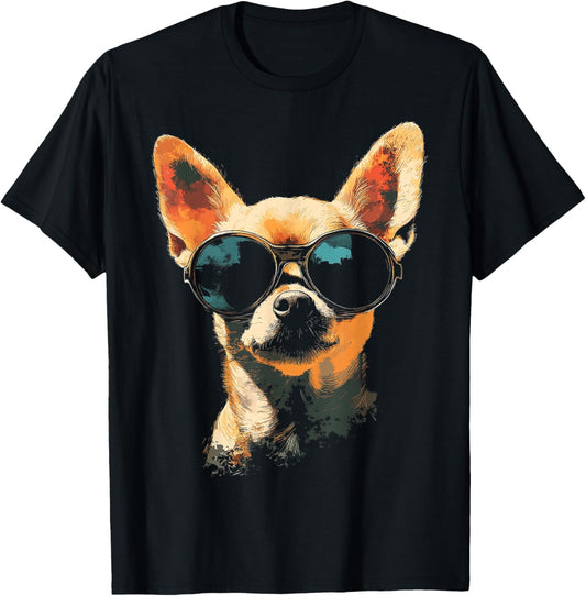 Chihuahua Dog Motif Pet Artwork Sunglasses Chihuahua T-Shirt