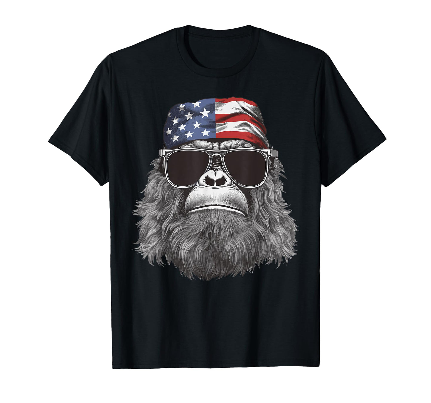 Bigfoot 4th of July American USA Flag Patriotic Kids T-Shirt