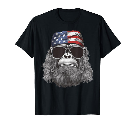 Bigfoot 4th of July American USA Flag Patriotic Kids T-Shirt