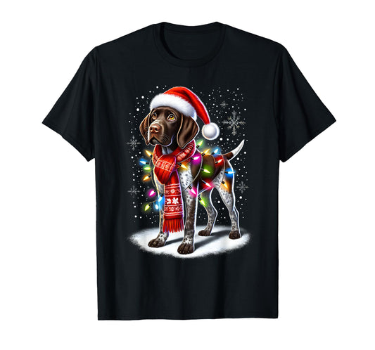 German Shorthaired Pointer Christmas Tree Lights Xmas T-Shirt